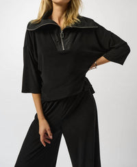 Joseph Ribkoff Oversized Zipped Collar 3/4 Sleeves Jumpsuit in black - women's pants - alternate view