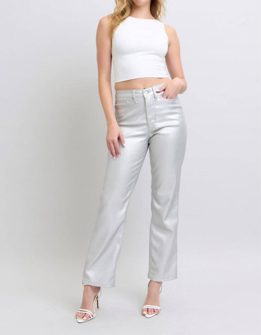 Judy Blue - High Waisted Tummy Control Faux Leather Straight Leg Pants