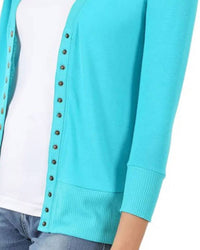 Zenana - Snap 3/4 Sleeve Cardigan