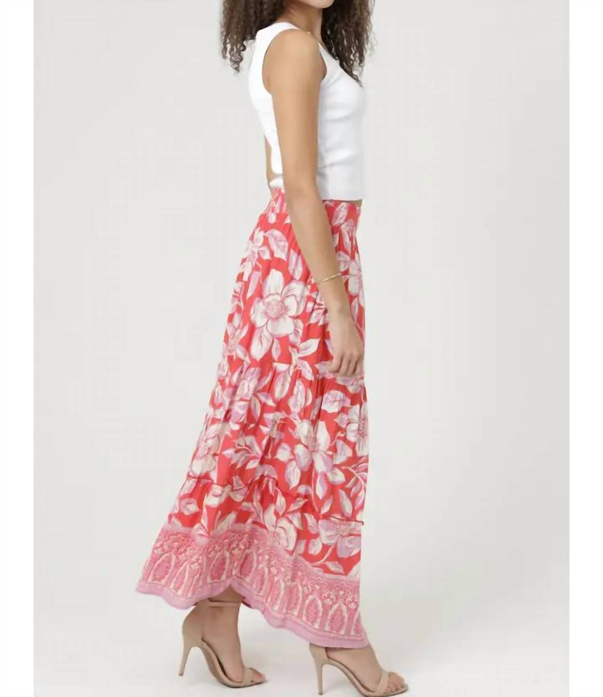 Angie - Printed A-line Maxi Skirt