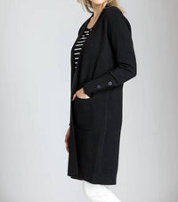 APNY Open Front With Button Detail Cardigan in black - women's cardigan - alternate view