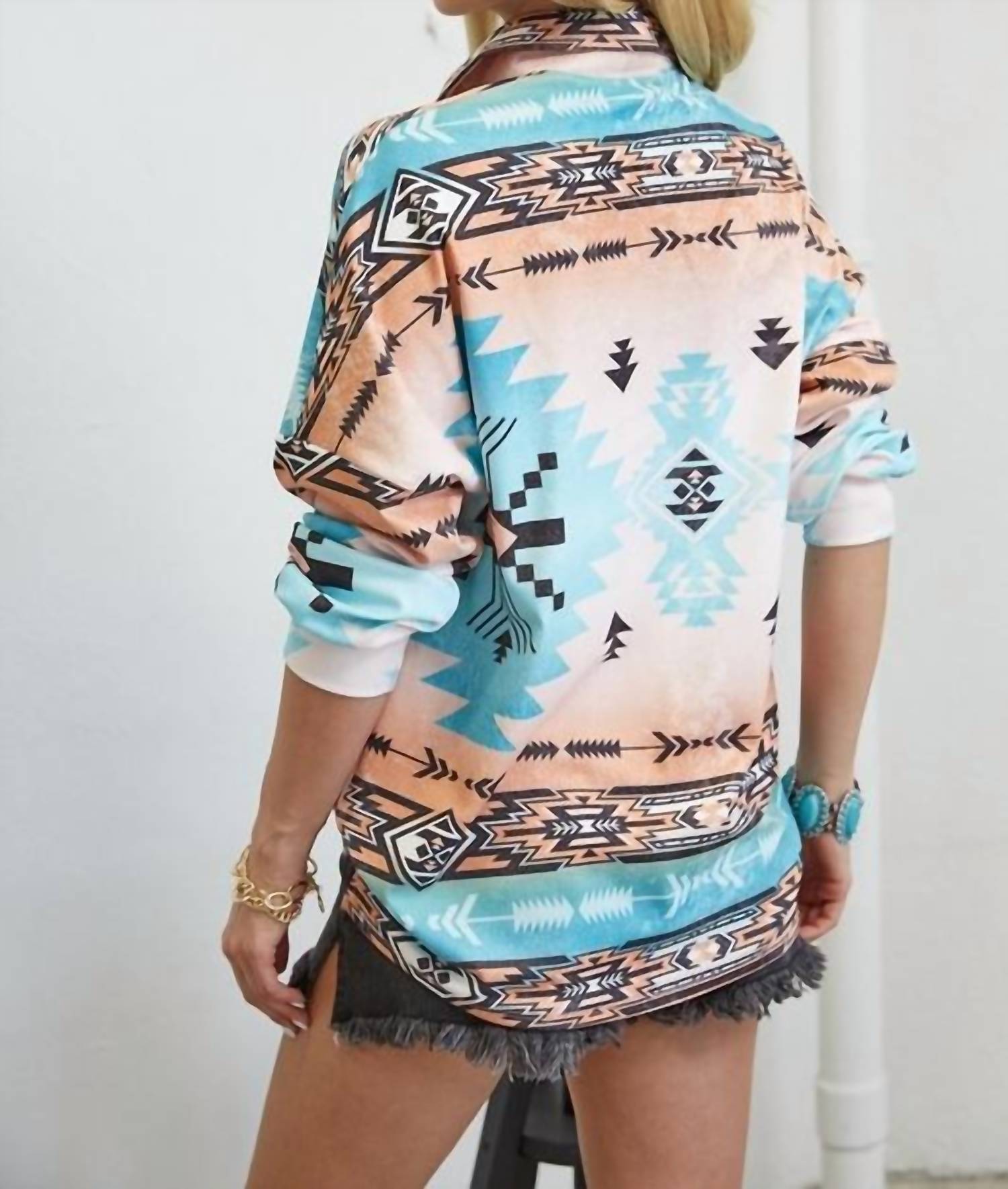 Avery Apparel - Abigail Aztec Print Shacket