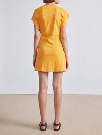 APIECE APART Nina Cinched Waist Mini Dress in creamsicle - women's dress - detail view