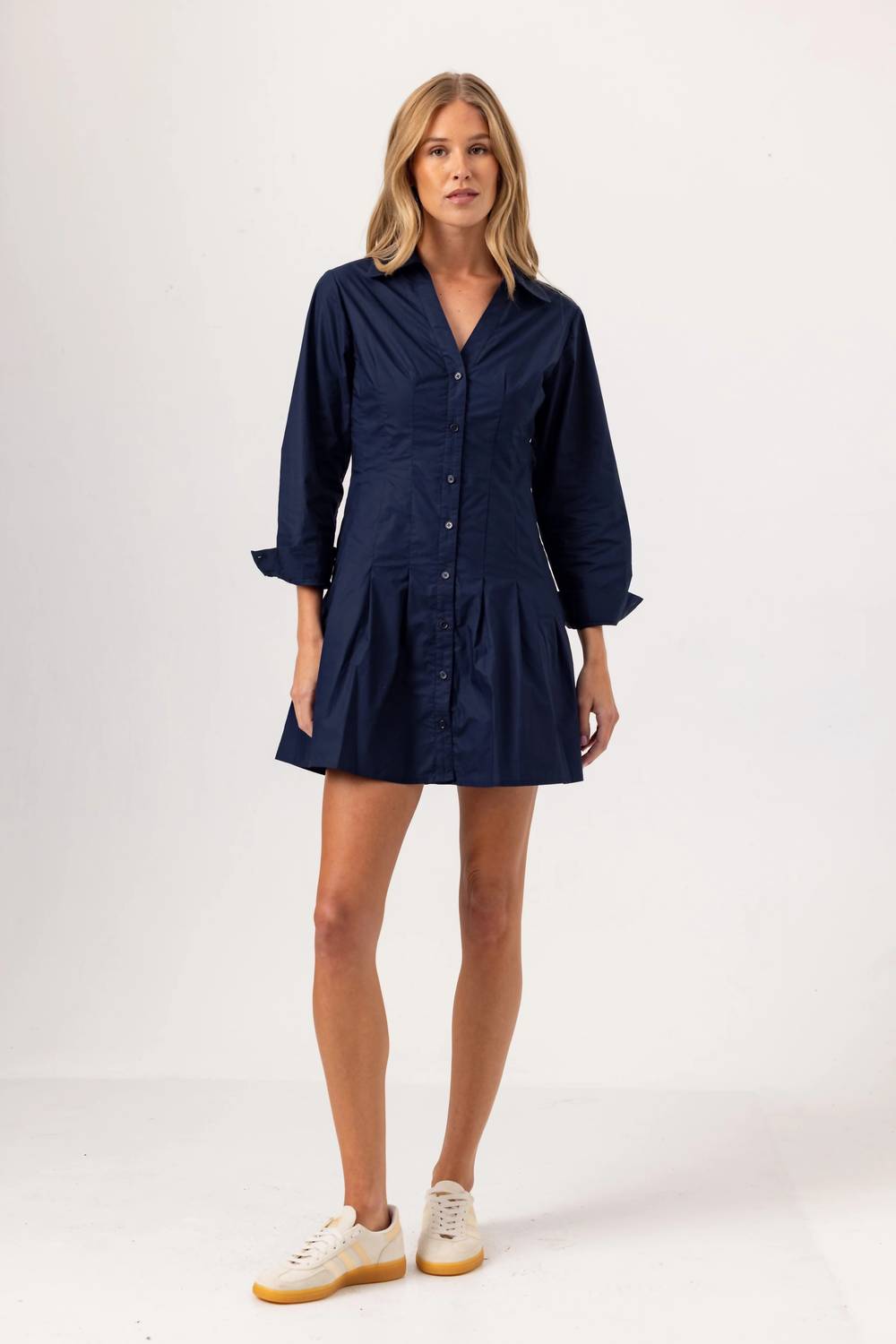 sundays Greer Cotton Poplin Mini Dress in navy - women's dress - alternate view