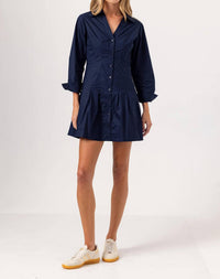 sundays Greer Cotton Poplin Mini Dress in navy - women's dress - detail view