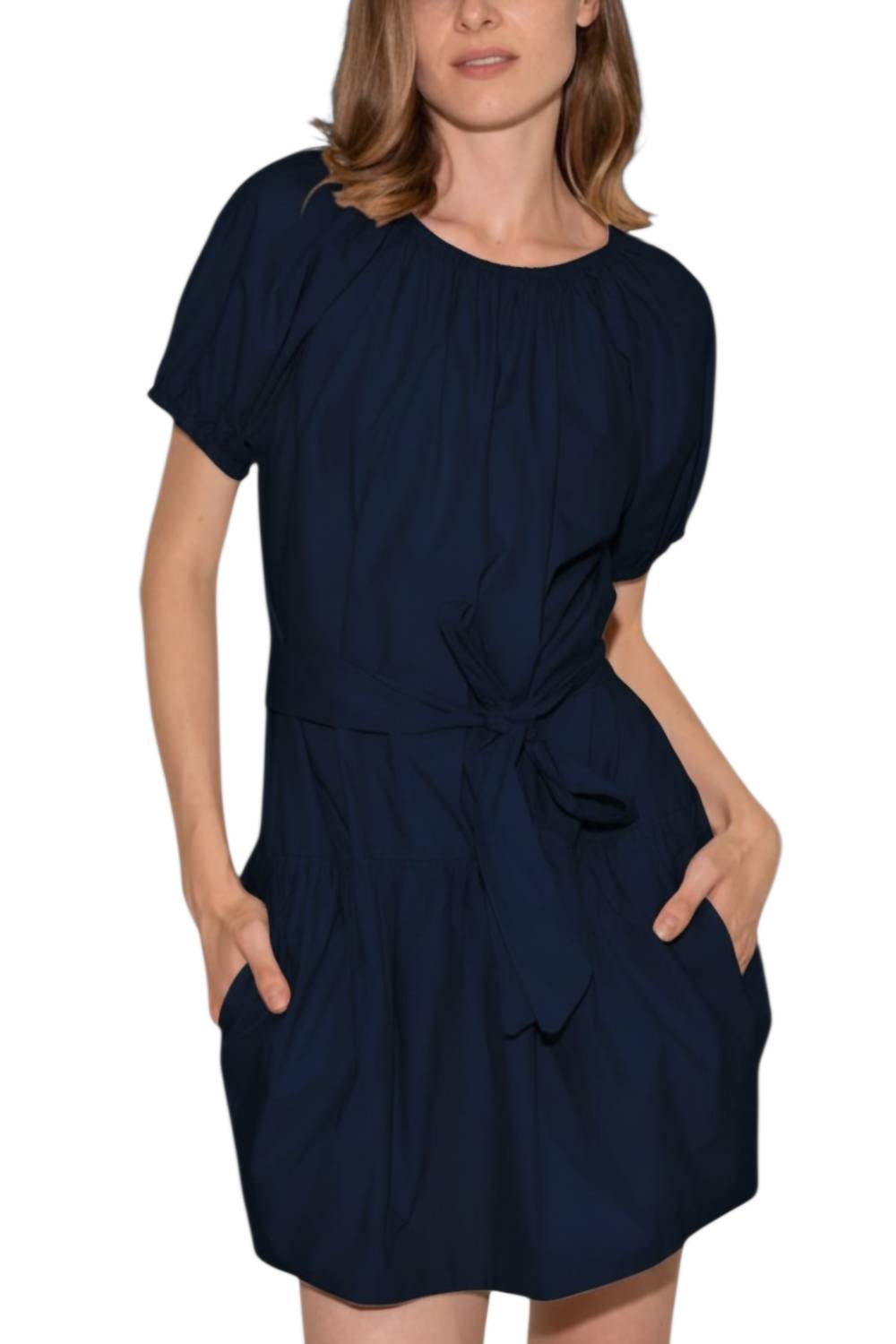 STARKx Adri Cotton Poplin Mini Dress in marine navy - women's dress