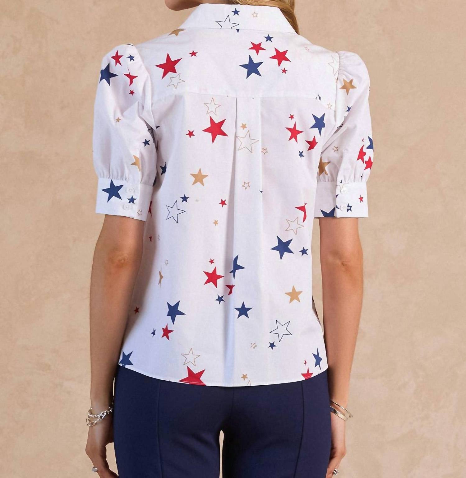 Current Air - Star Printed Short Sleeve Blouse