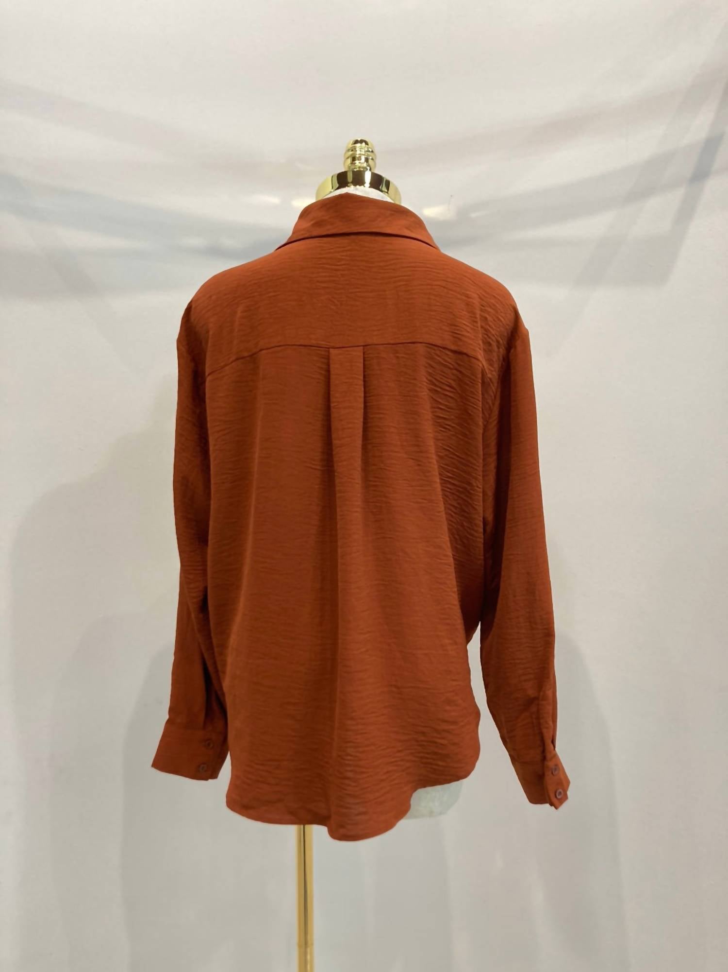 Meet Me in Santorini Women's Sunset Button Up Blouse in santorini women s sunset button up blouse in rust - women's blouse - view 5
