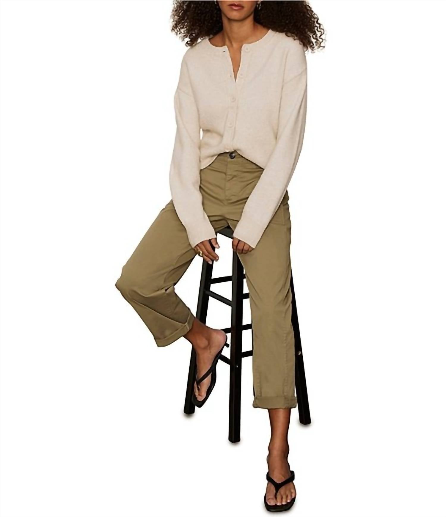 Sanctuary Boyfriend Cruiser Pants in covert green - women's pants - detail view