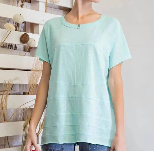 Easel - Aqua Short Sleeve Top