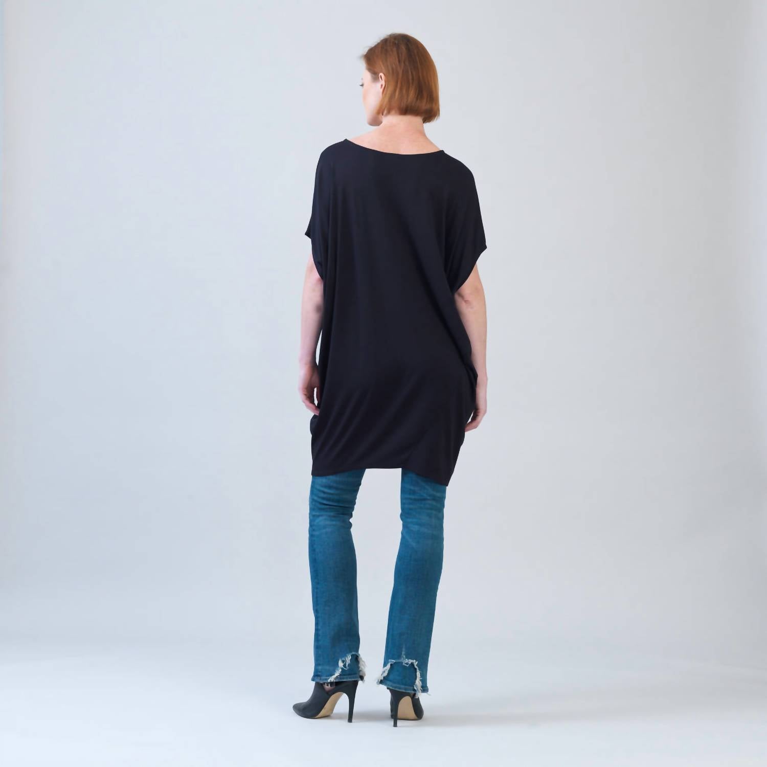 CLARA SUNWOO Architectural Pocket Tunic Dress in black - women's dress - detail view