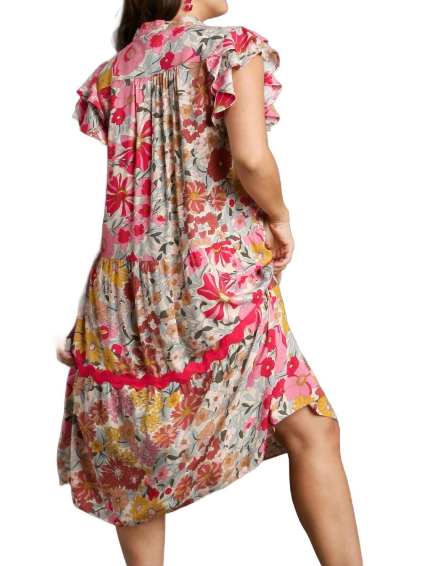 Umgee - Floral Ric Rac Midi Dress