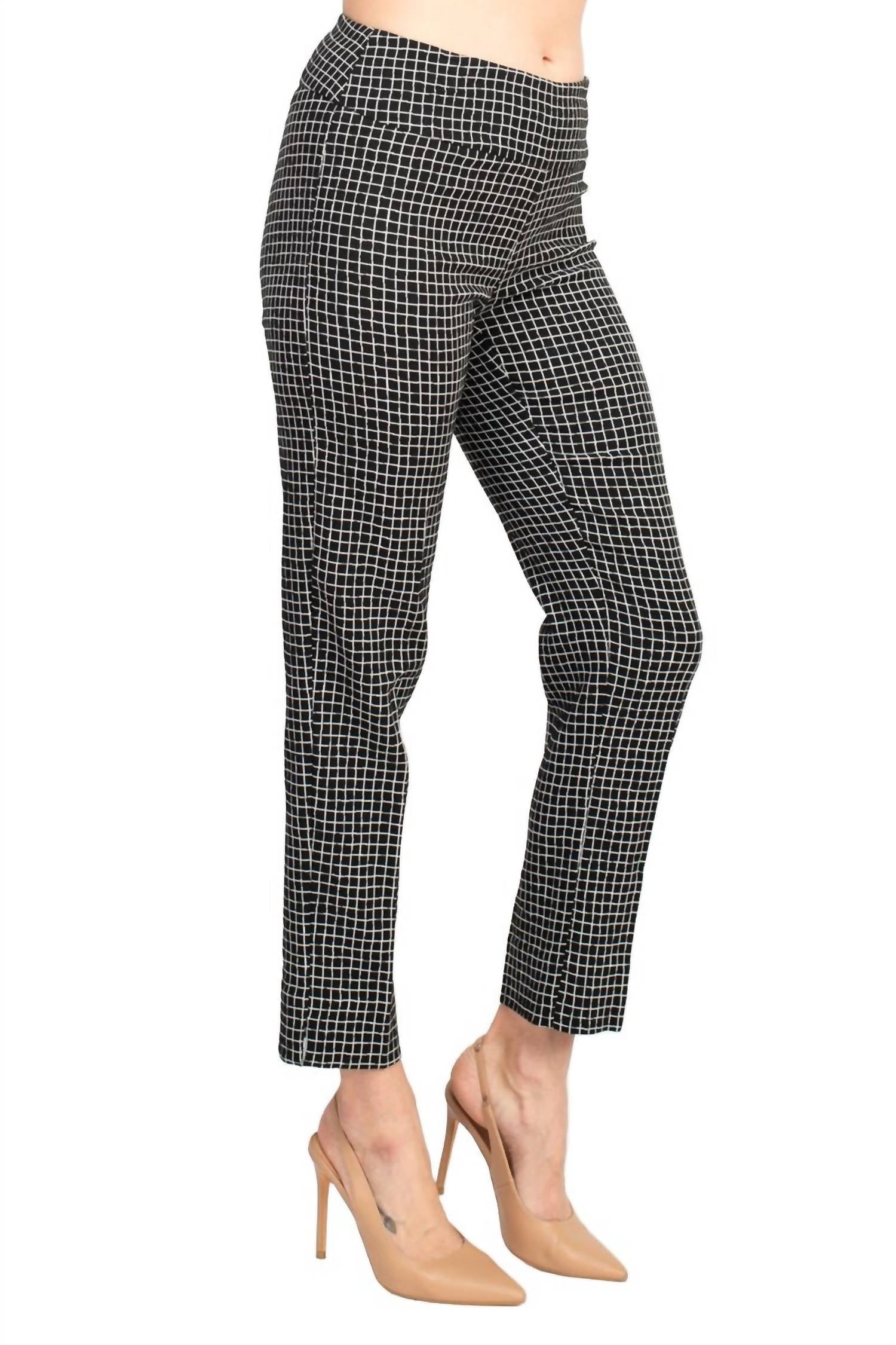 Zac & Rachel - Irregular Mini Square Print Fitted Pants