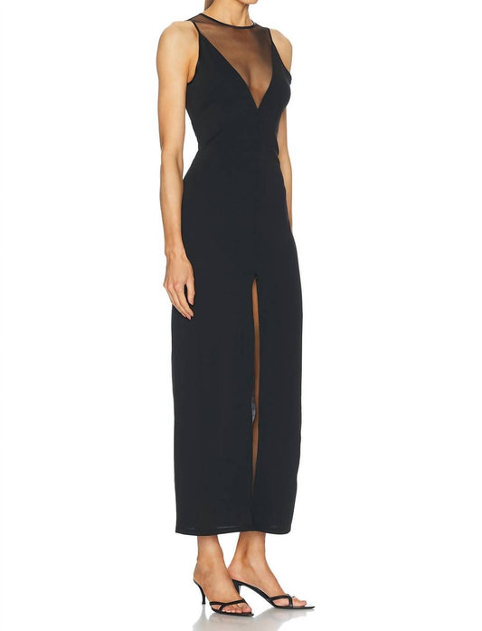 Fleur Du Mal - Rose Spine Embroidery High Slit Maxi Dress