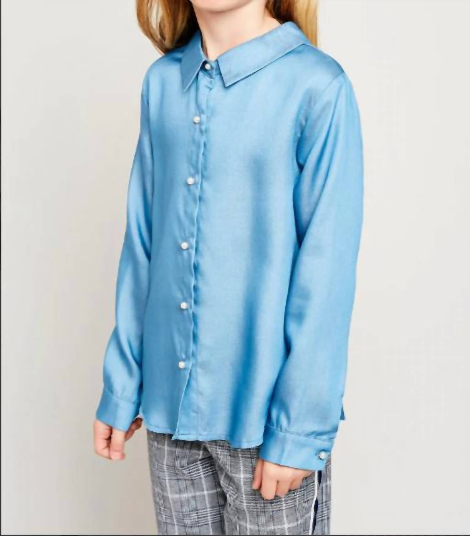 Hayden La - Girls Pearl Button Down Shirt
