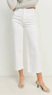JUST BLACK DENIM Wide Leg Jeans in white - women's pants
