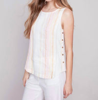 CHARLIE B Tulip Linen Blouse in beige - women's blouse - detail view