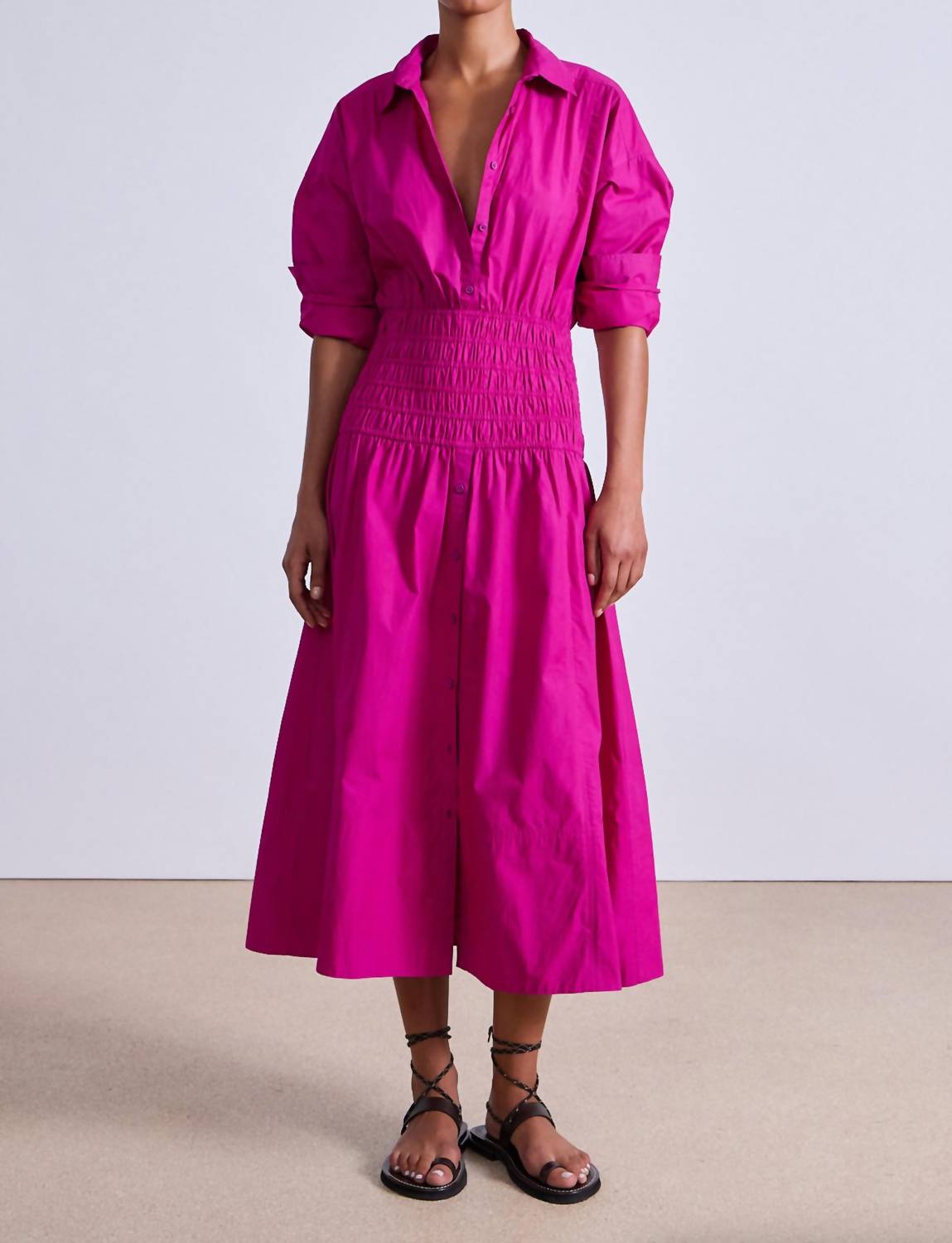 Apiece Apart - Sophia Smocked Shirt Dress