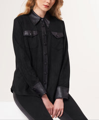 Angel Apparel Vegan Leather Shirt in black - women's shirt - alternate view