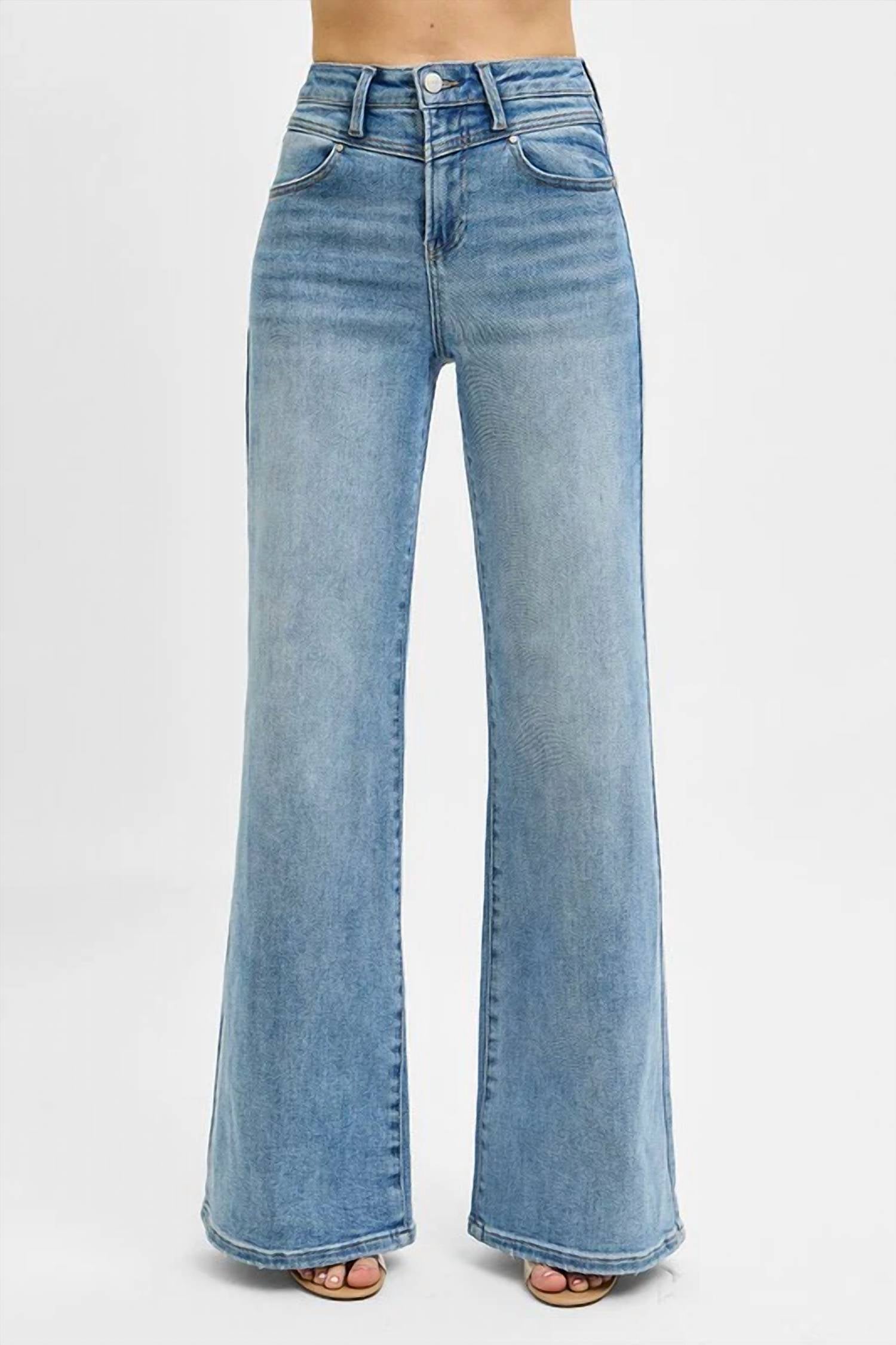 Risen - High Rise Wide Front Yoke Detailed Jeans