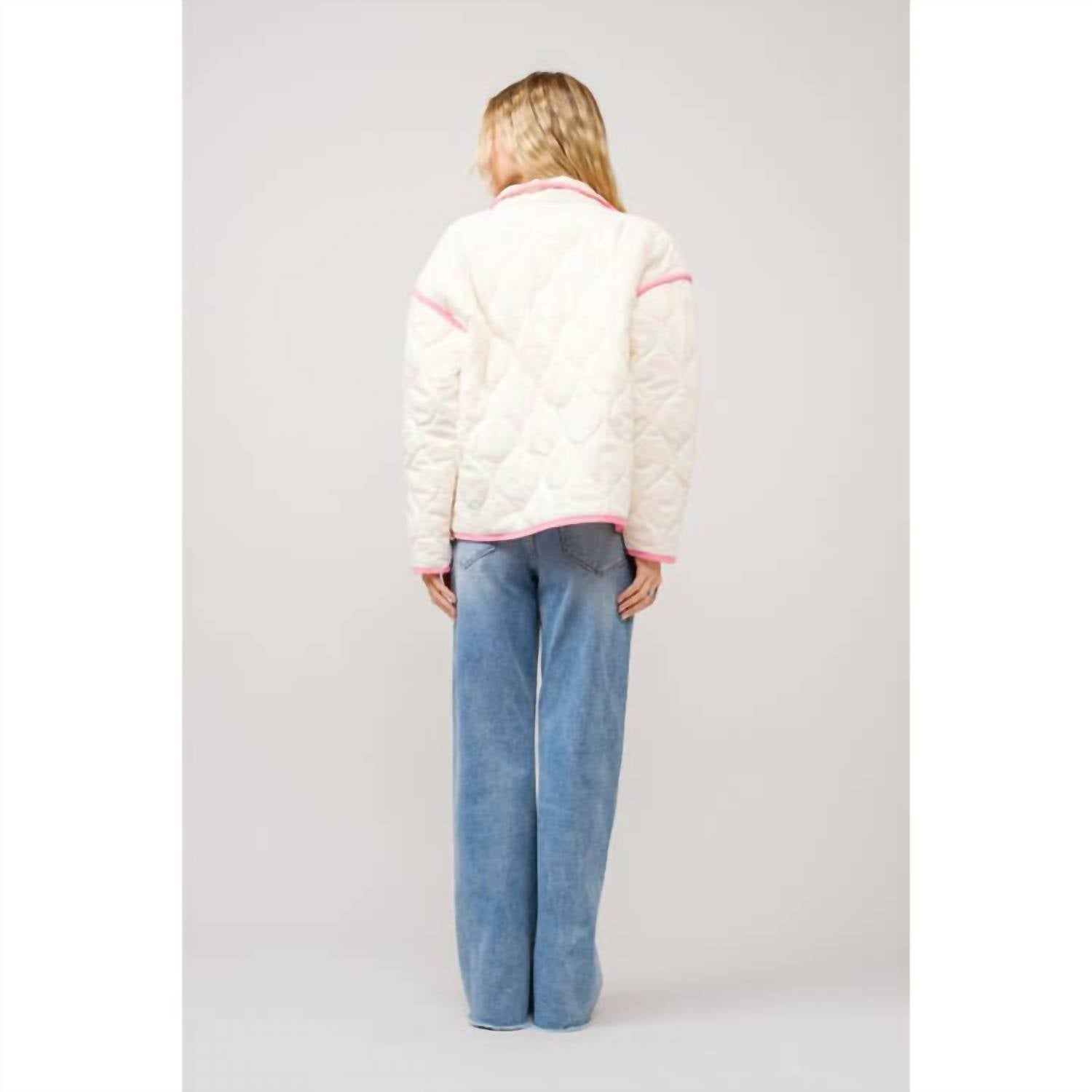Blue B Quilted Bow Print Jacket in pink - women's jacket - alternate view
