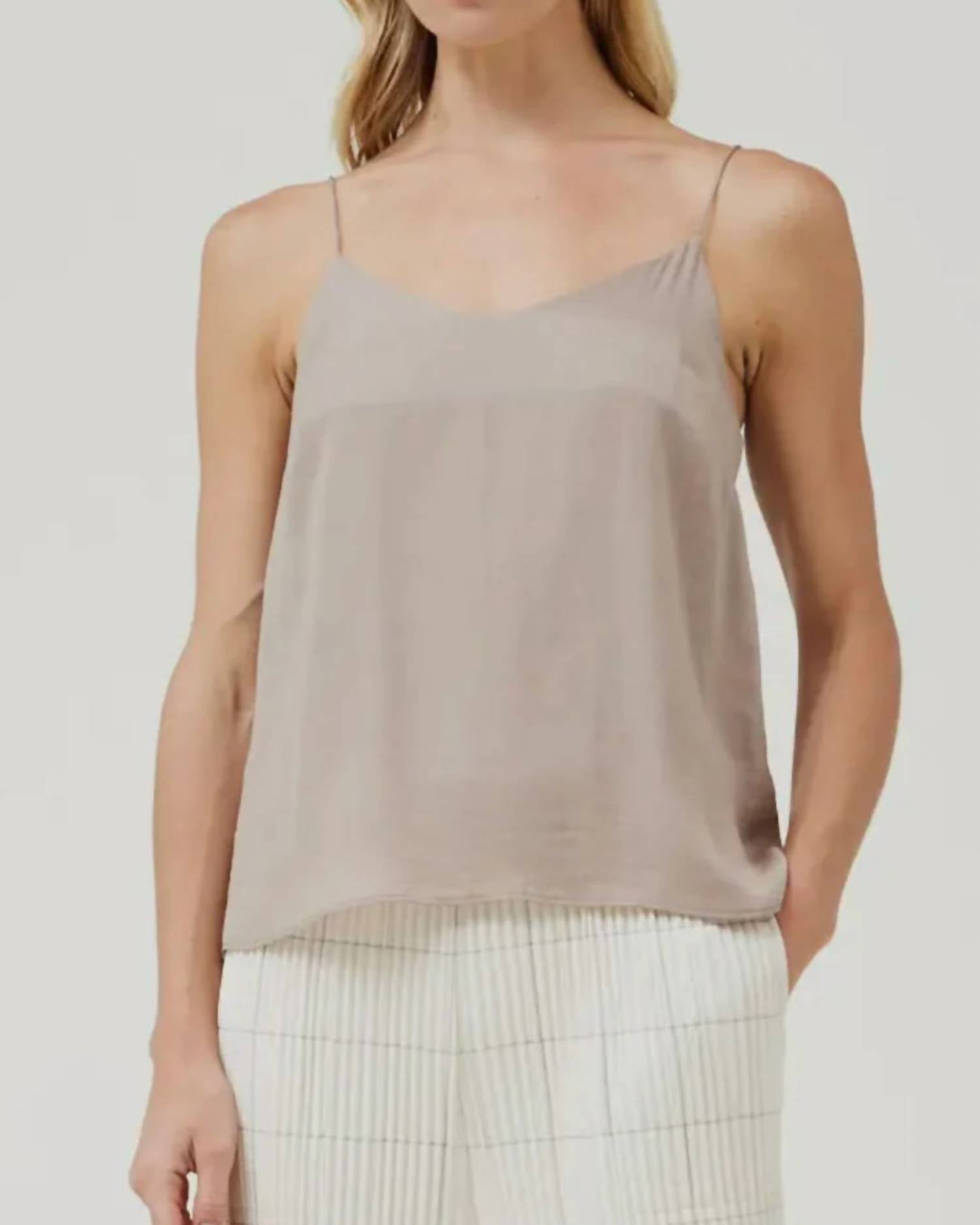 GRADE & GATHER Essential Satin Cami in taupe - women's shirt