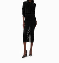 Dodiee Pointelle Knit Skirt in black - women's skirt - alternate view