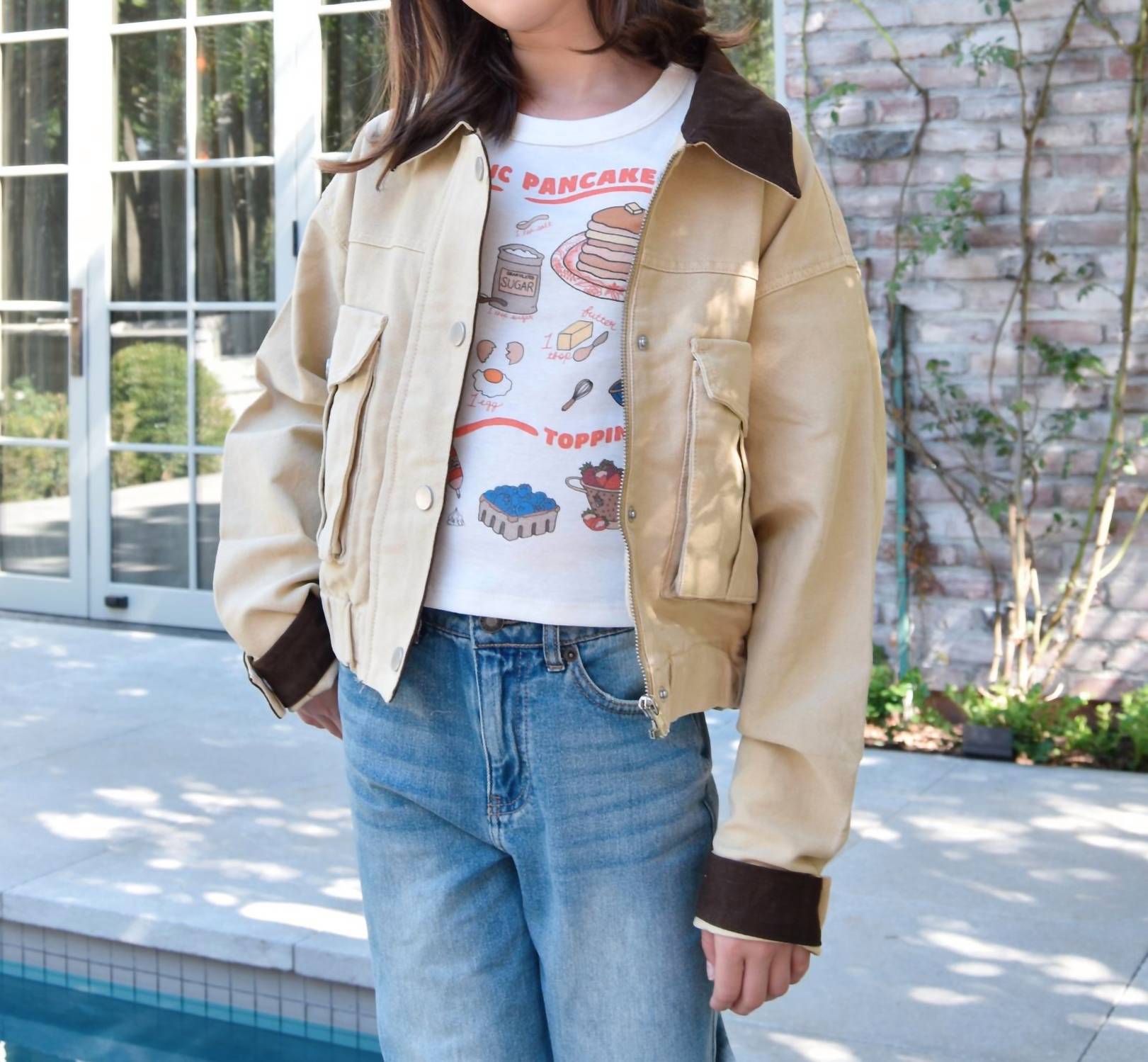 8apart Junior Women's Korey Cropped Jacket in khaki - women's jacket - alternate view