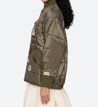 SEA Eira Quilted Puffer Jacket in olive - women's jacket - alternate view