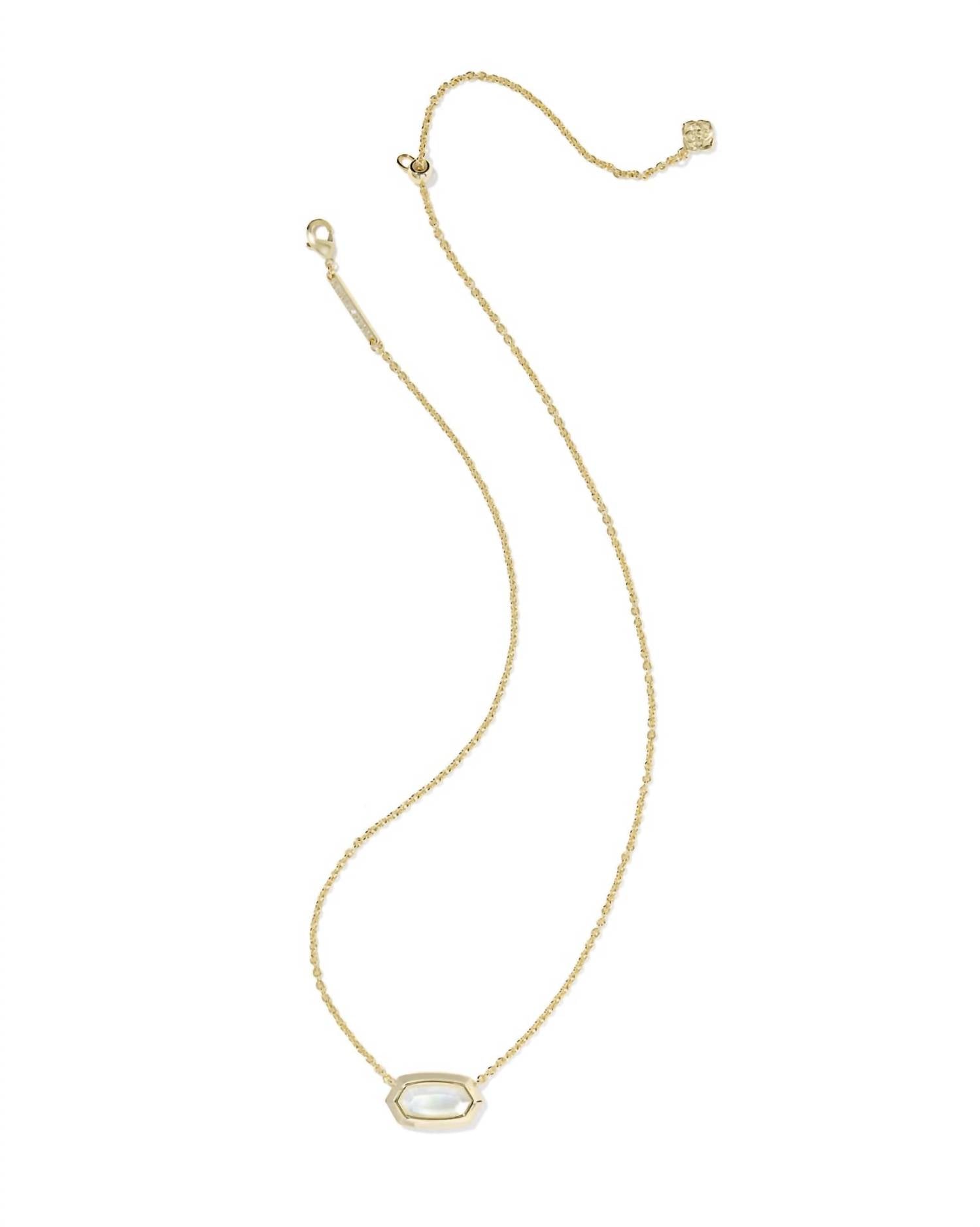 Kendra Scott Women's Lisa Bezel Short Pendant Necklace in gold ivory mother of pearl - women's jewelry - detail view