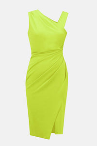 Joseph Ribkoff One-shoulder Ruched Sheath Dress in key lime - women's dress - view 4