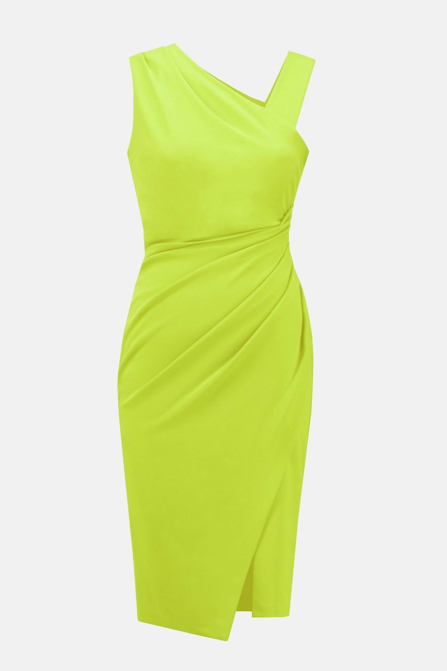 Joseph Ribkoff One-shoulder Ruched Sheath Dress in key lime - women's dress - view 4