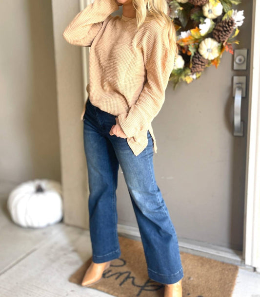 Lovesoft - Long Sleeve Waffle Knit Sweater