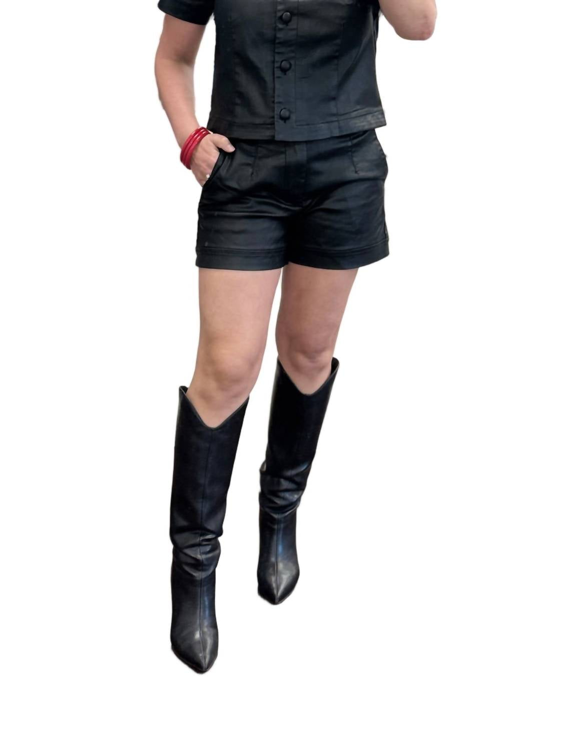 KUT FROM THE KLOTH Miranda Coated Shorts in black - women's shorts