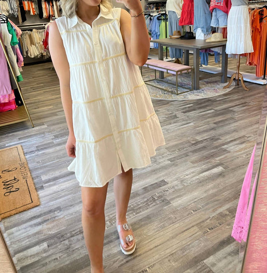 Wishlist - Tiered Trim Detail Collared Dress