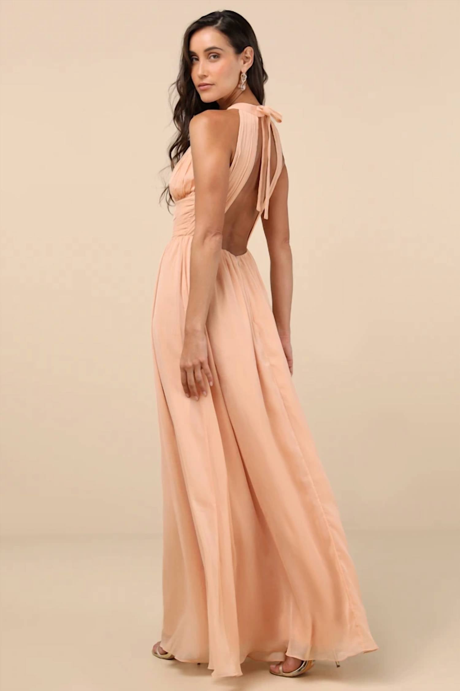 Lulus - Women's Sintra Pleated Backless Maxi Dress