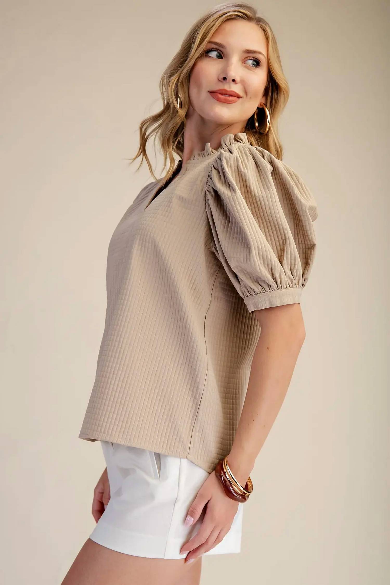 Glam - Ruffle Puff Sleeve Top
