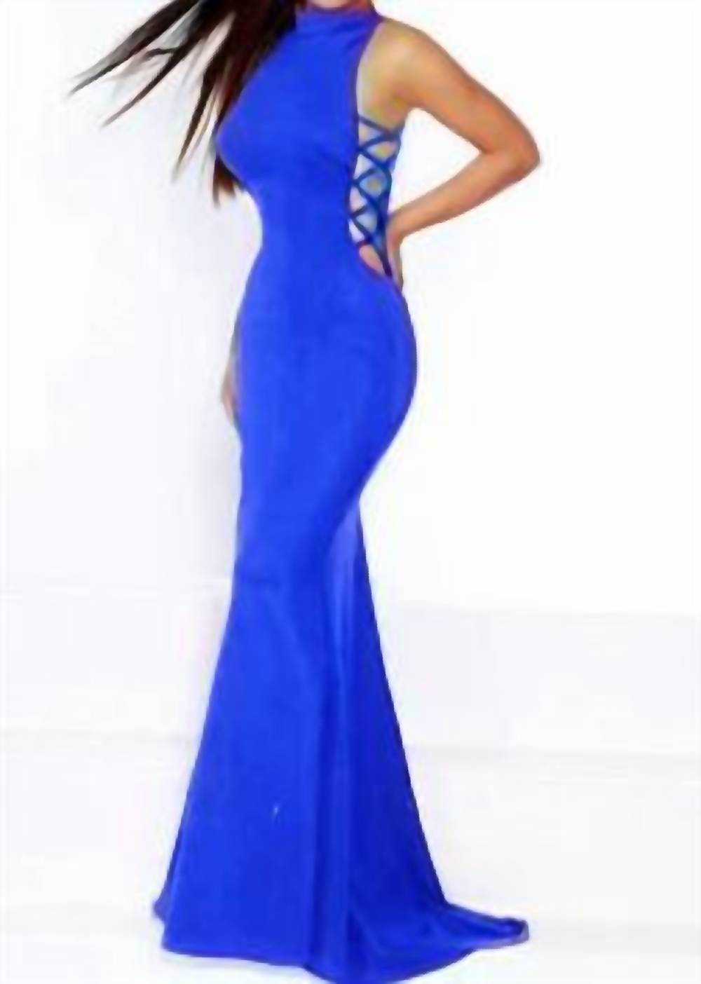 Jasz Couture High Neck Dress With Cut Outs