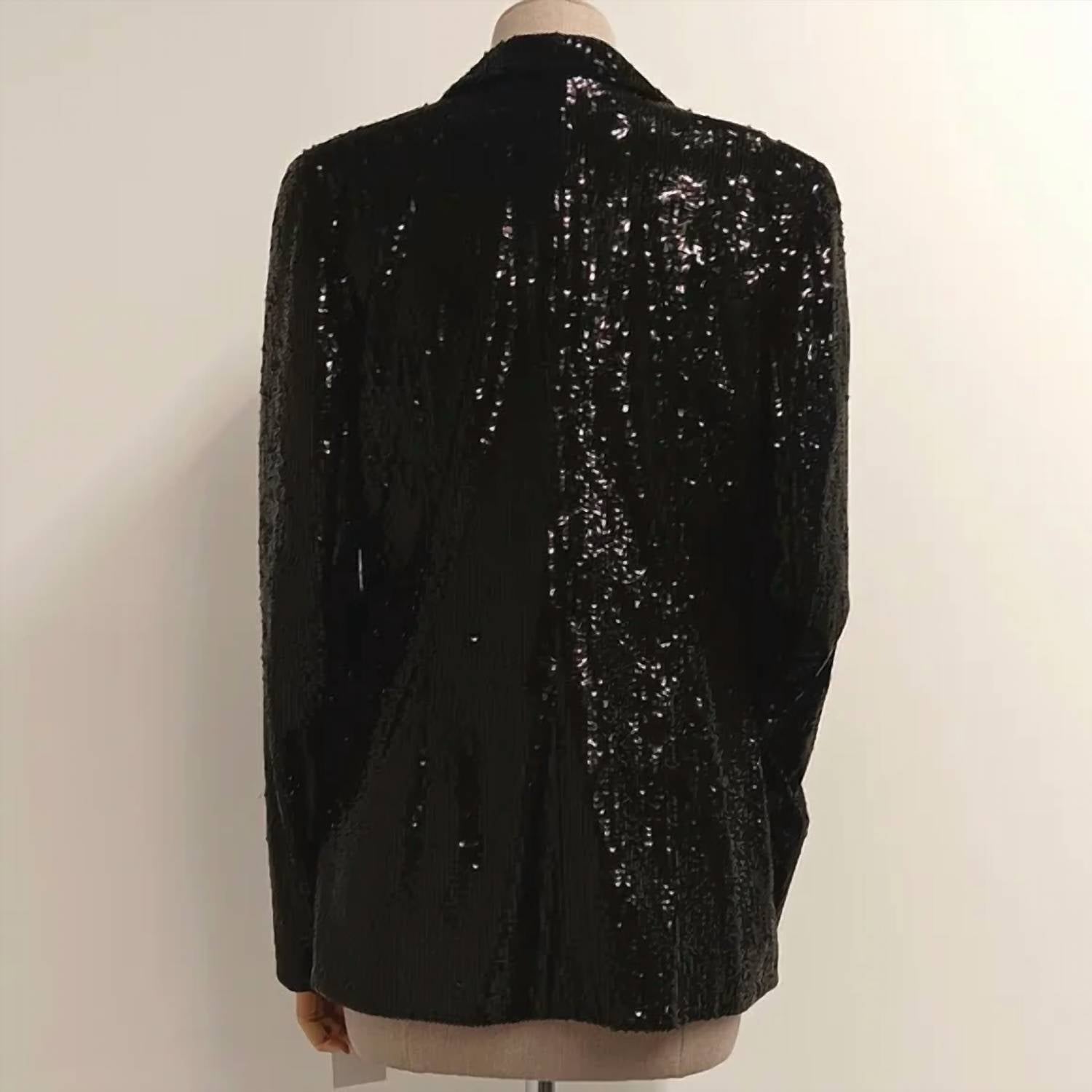 Lafayette 148 Women's Sequin Blazer in black - women's jacket - detail view