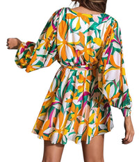 Flying Tomato - Sandra Surplice Long Sleeve Chiffon Mini Dress