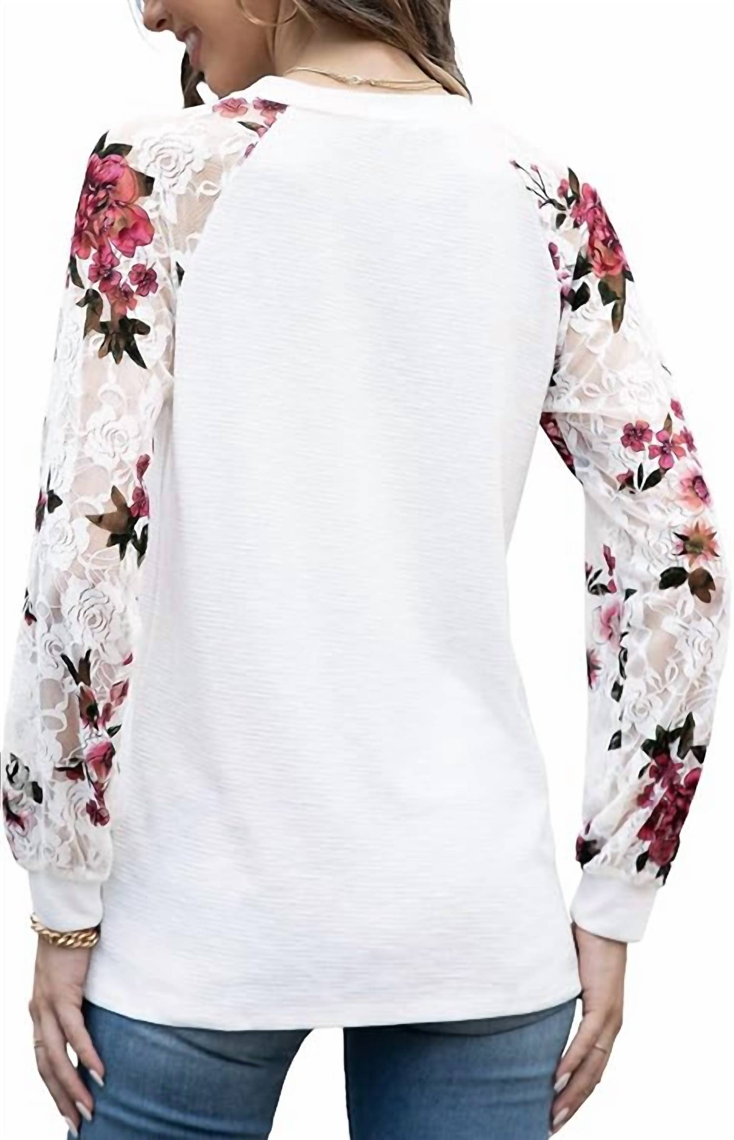 Aiyino - Women's Long Sleeve Lace Casual Loose Blouses
