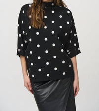 Joseph Ribkoff Dot Print Top in black white - women's blouse