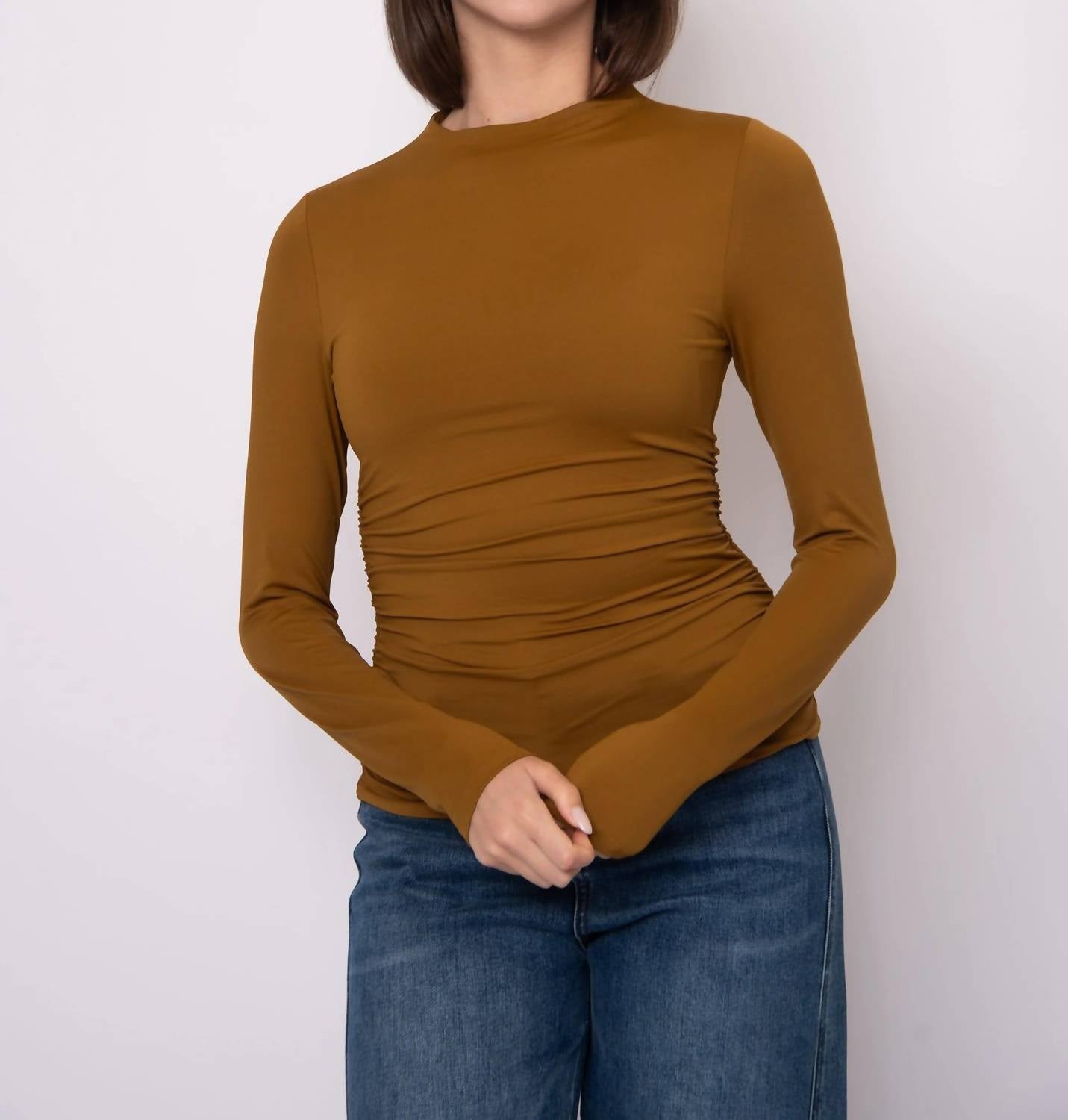 Rd Style - Funnel Neck Ruched Top