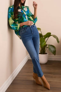 Tribal - Audrey Straight Crop Jeans With Tape Embroidery
