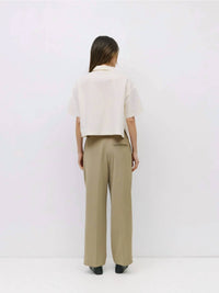 Mod Ref - Pinstripe Oversized Tie Front Collared Shirt