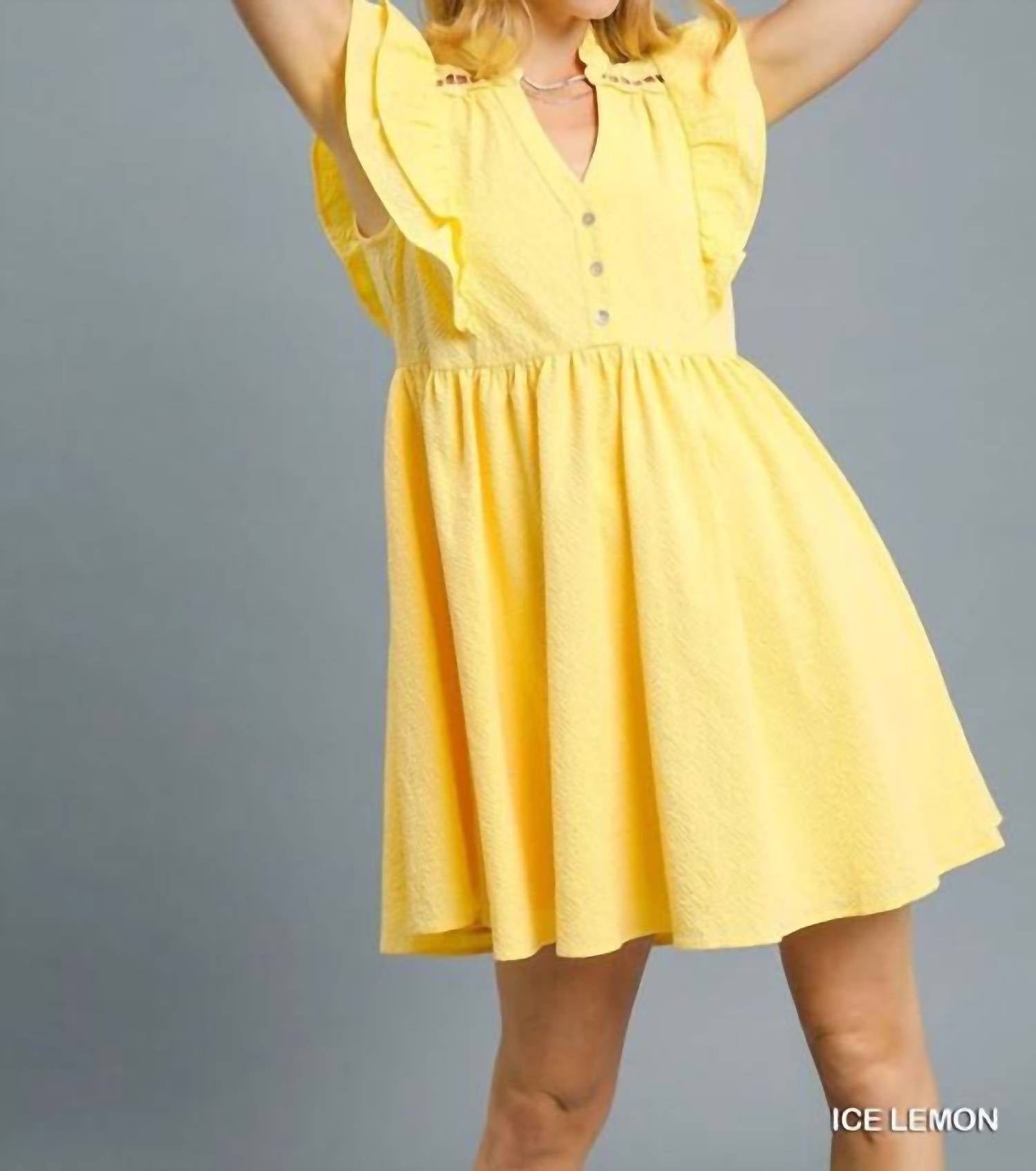 Umgee - Ruffle Sleeve Textured Babydoll Dress