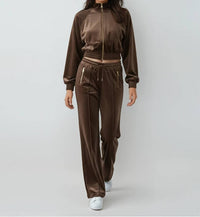 Malibu Road Luxe Velour Tracksuit Set in brown - women's sleepwear - view 4