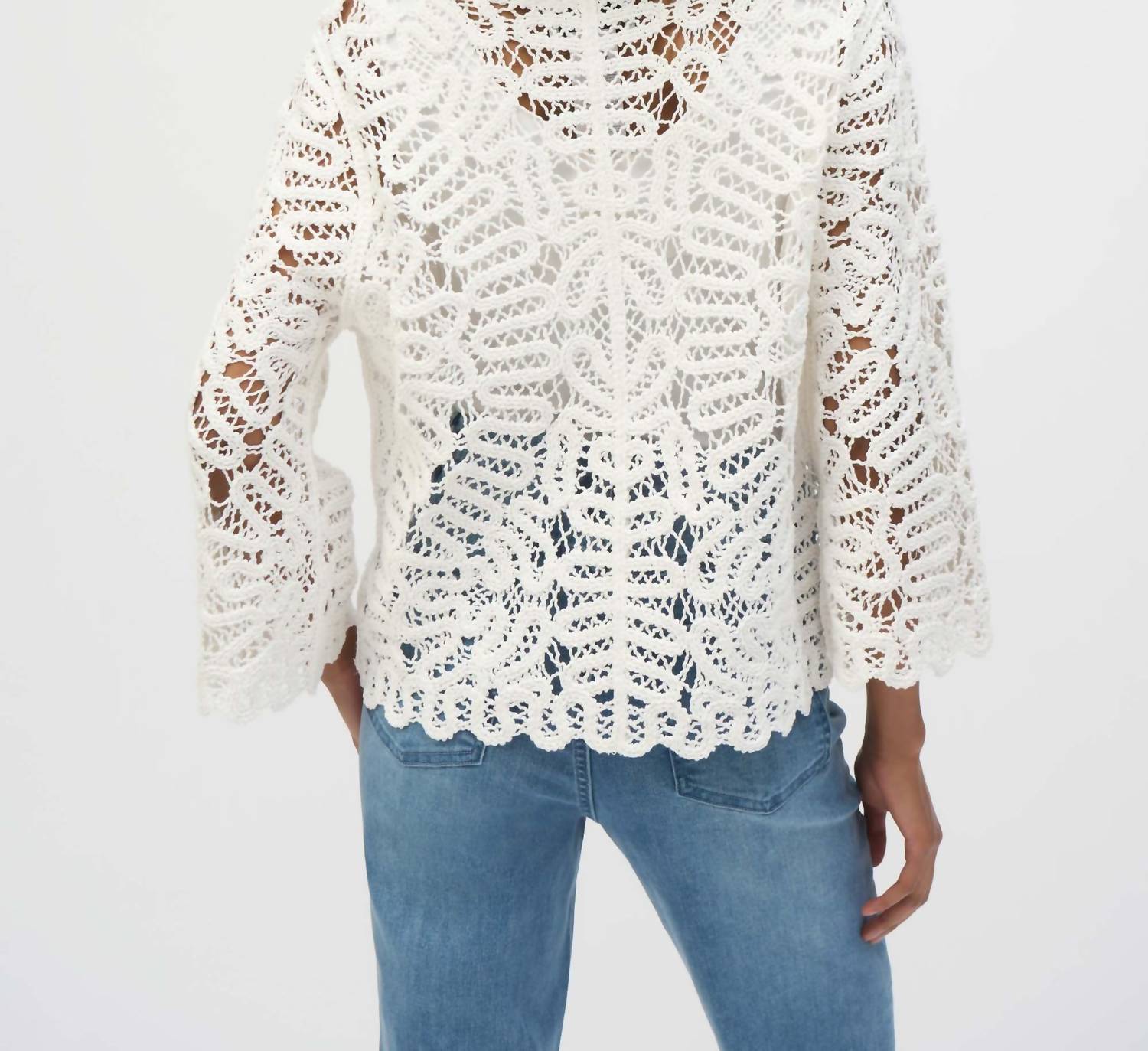Joseph Ribkoff - Crochet Lace Open-front Cardigan