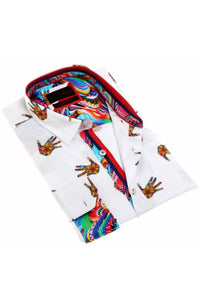 Eight X - Print Button Down Shirt With Trim