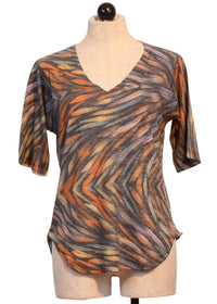 Nally & Millie - Women's Printed Arrow V Neck Top
